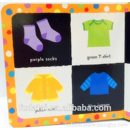 FDT customized eco-friendly and colorful baby touch and feel board book printing with cloth